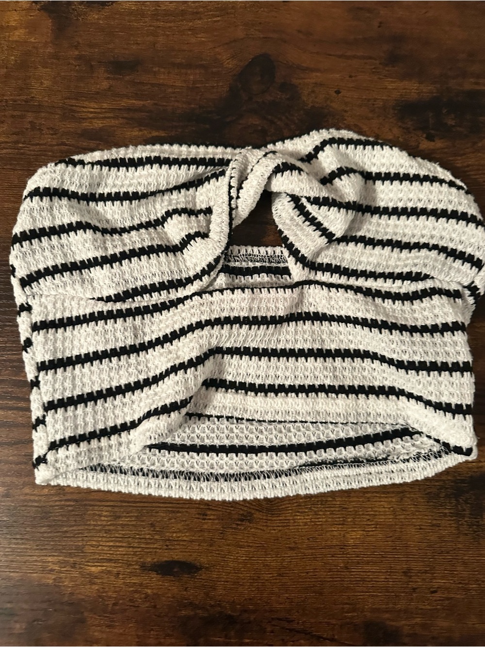 SHEIN Black & White Striped Knit Twist Headband